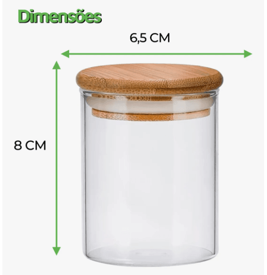kit com 6 potes 200ml porta temperos condimentos mantimentos tampa bambu vedação hermética vidro borossilicato kit com 6 potes 200ml porta temperos condimentos mantimentos tampa bambu vedação hermética vidro borossilicato