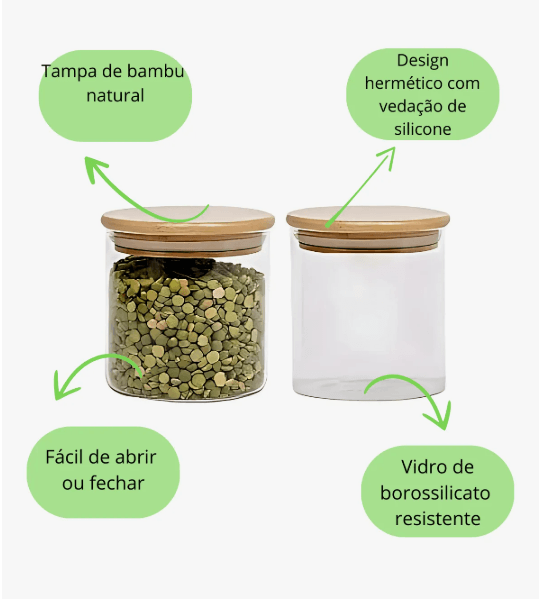 kit com 6 potes 200ml porta temperos condimentos mantimentos tampa bambu vedação hermética vidro borossilicato kit com 6 potes 200ml porta temperos condimentos mantimentos tampa bambu vedação hermética vidro borossilicato